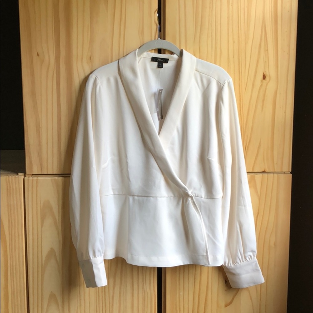 J.Crew drapey faux wrap top in 365 crepe